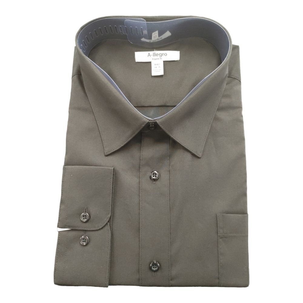MEN'S ALLEGRO SPREAD COLLAR REG FIT BLACK DRESS SHIRT  CONVERTIBLE CUFFS RS100.